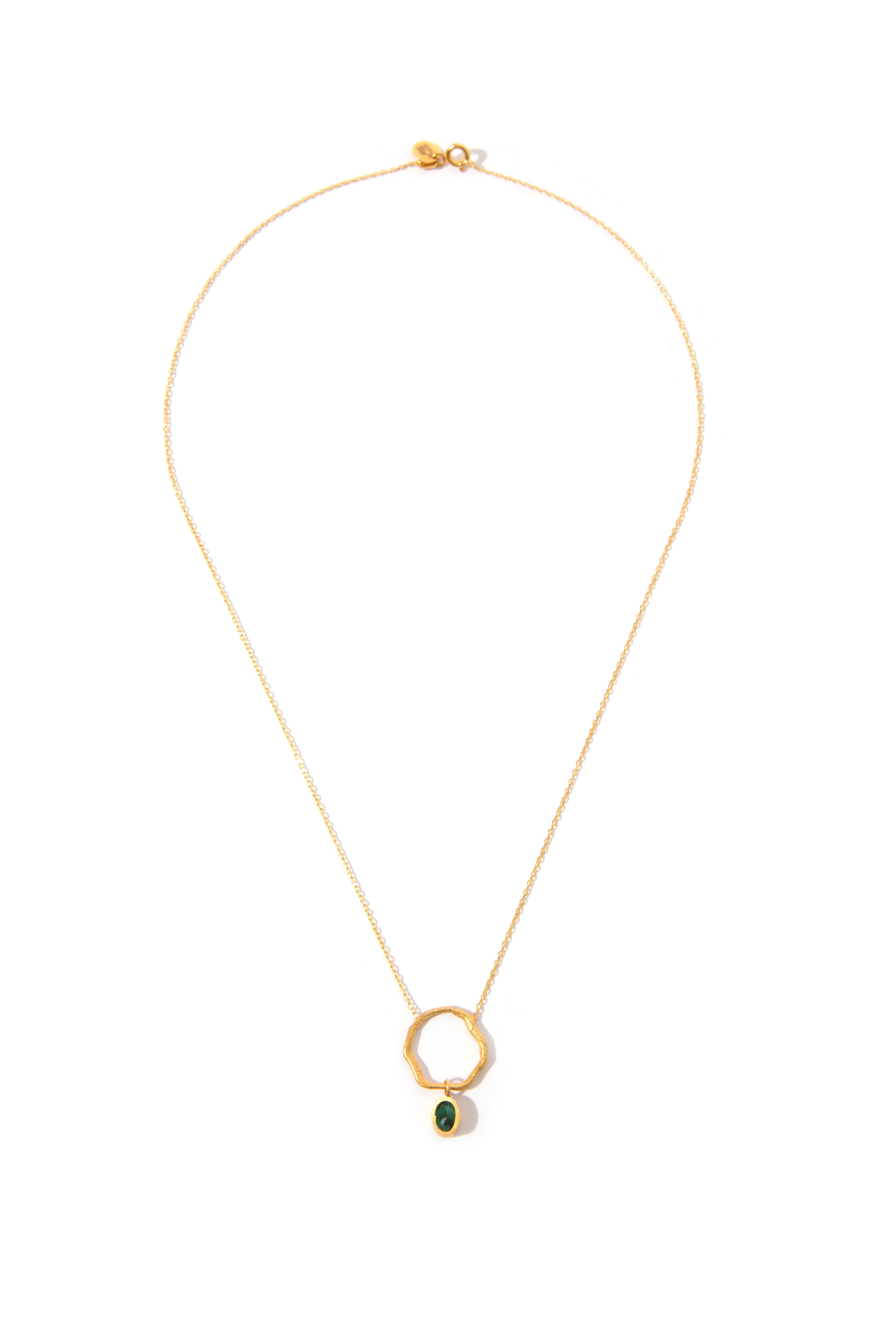 Zümrüt Taşlı Ham Şans Kolye