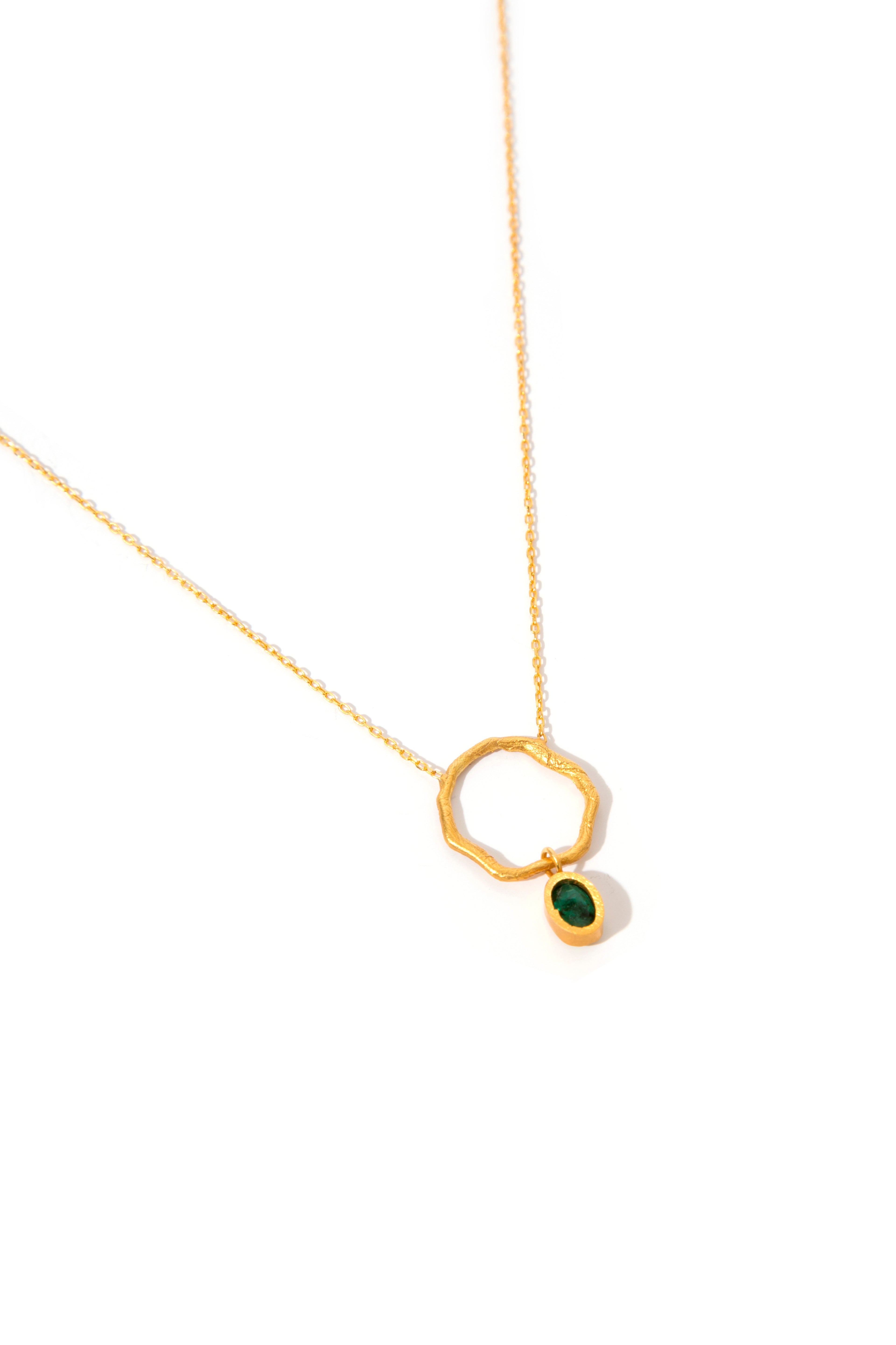 Zümrüt Taşlı Ham Şans Kolye