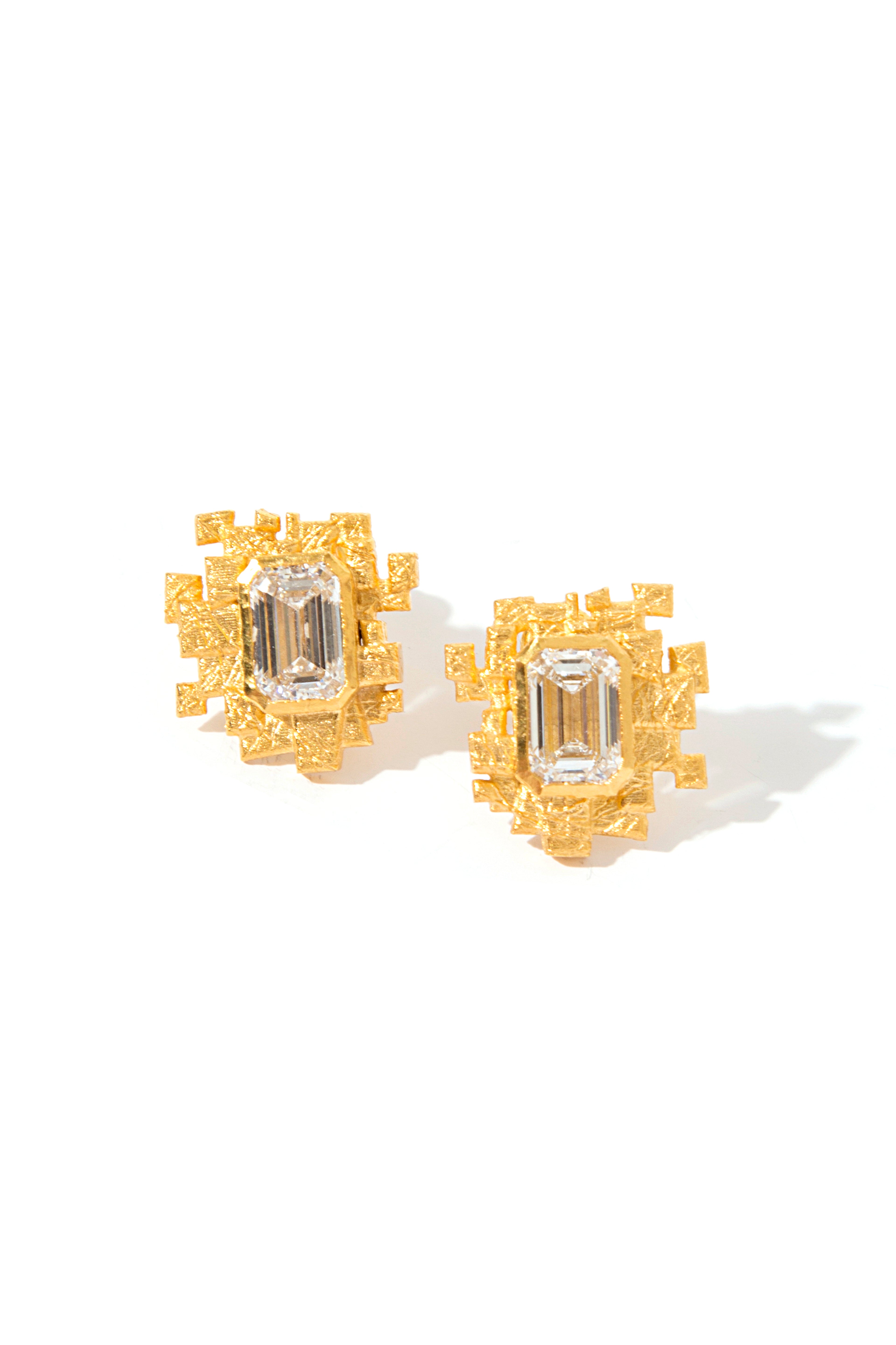 Baget Pırlanta Mozaik Küpe