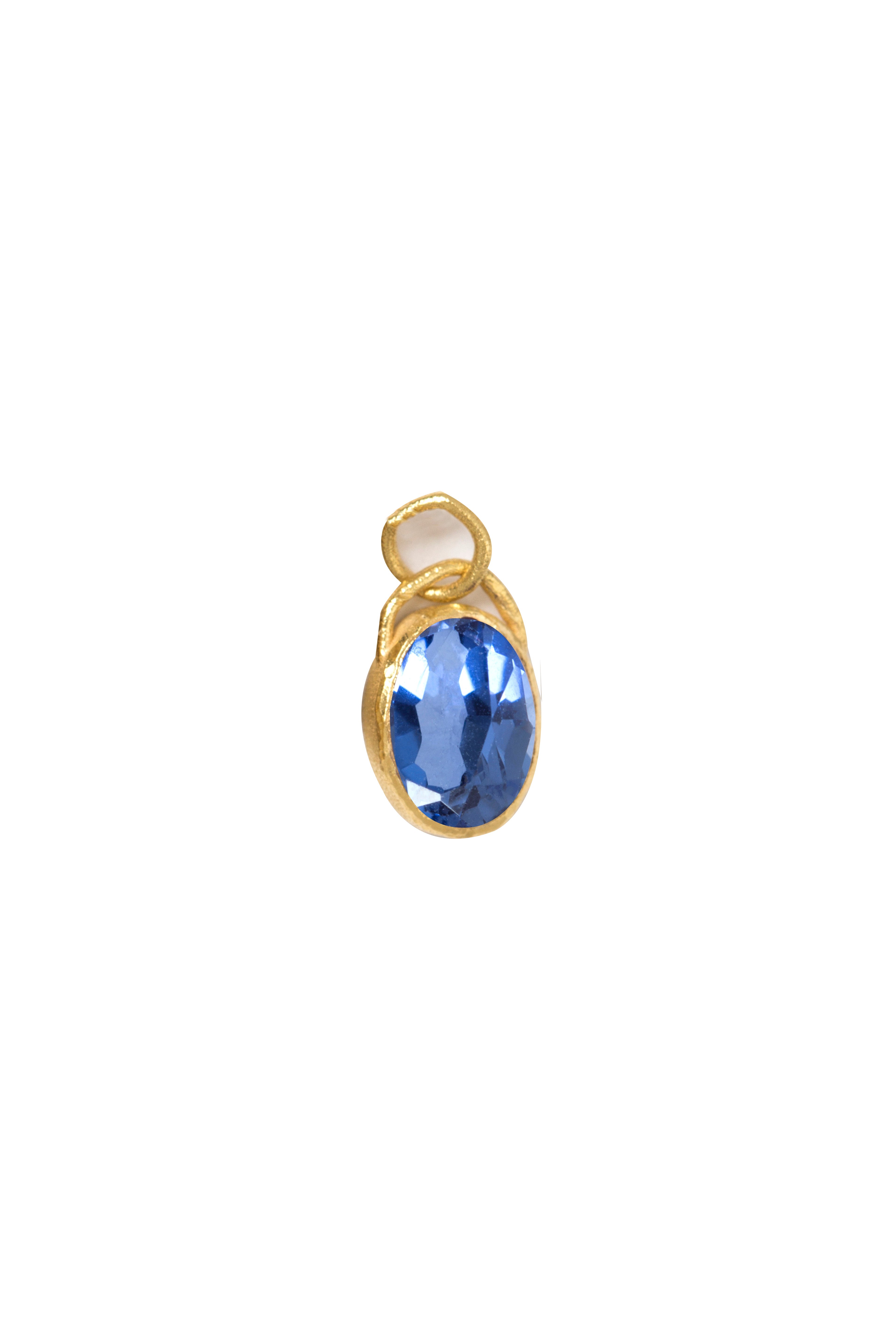 Düz montür doğal taş charm · Safir · küçük — Monapetra altın
