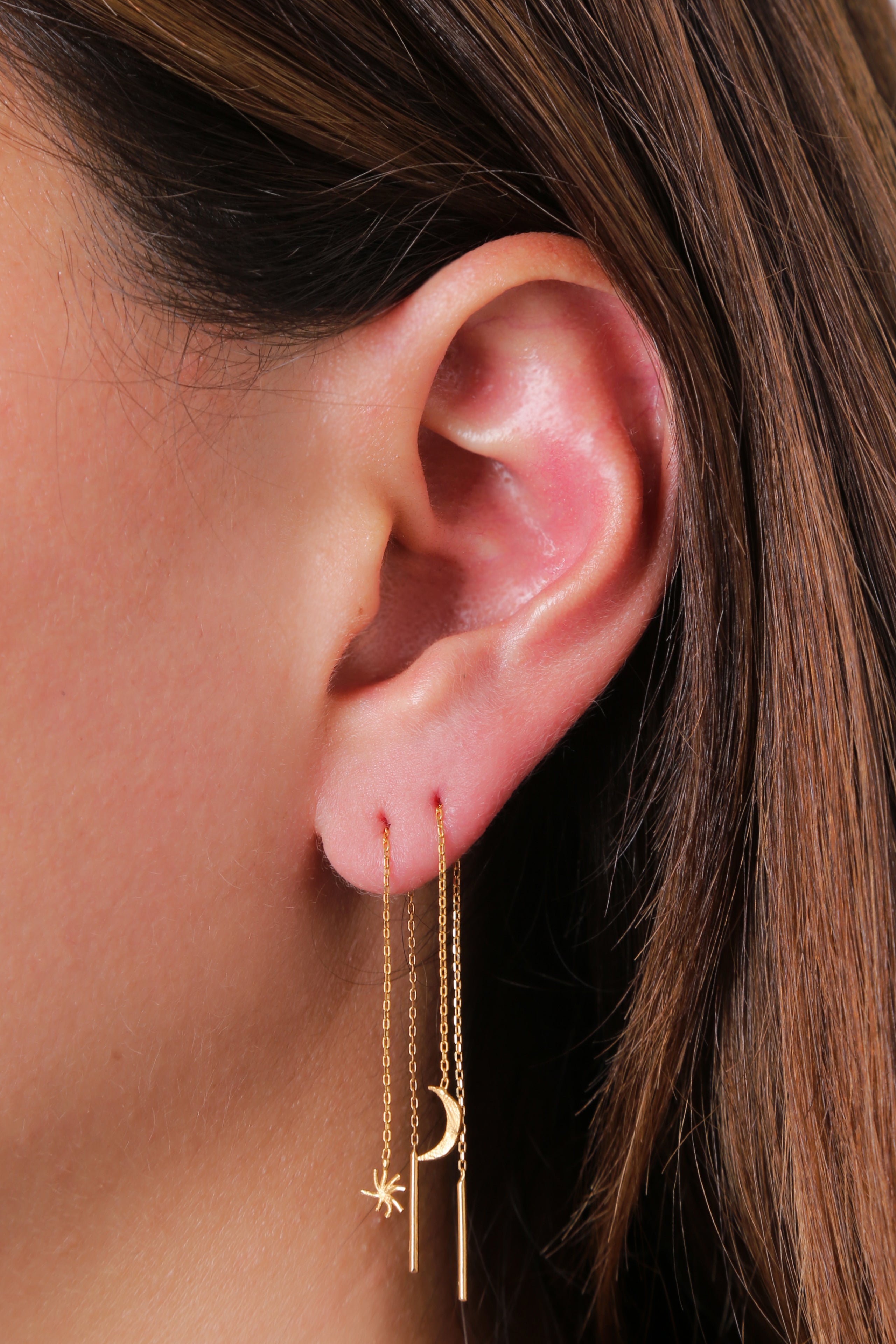 Minik Zincir Yıldız Küpe