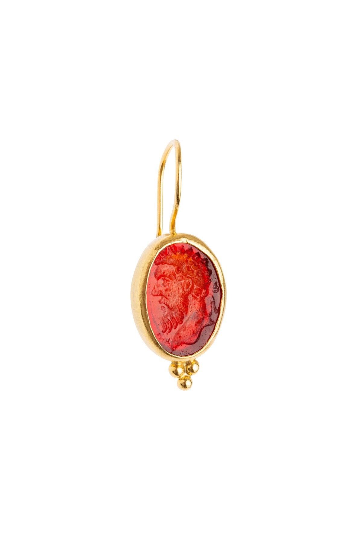 Kırmızı Intaglio Klasik Küpe