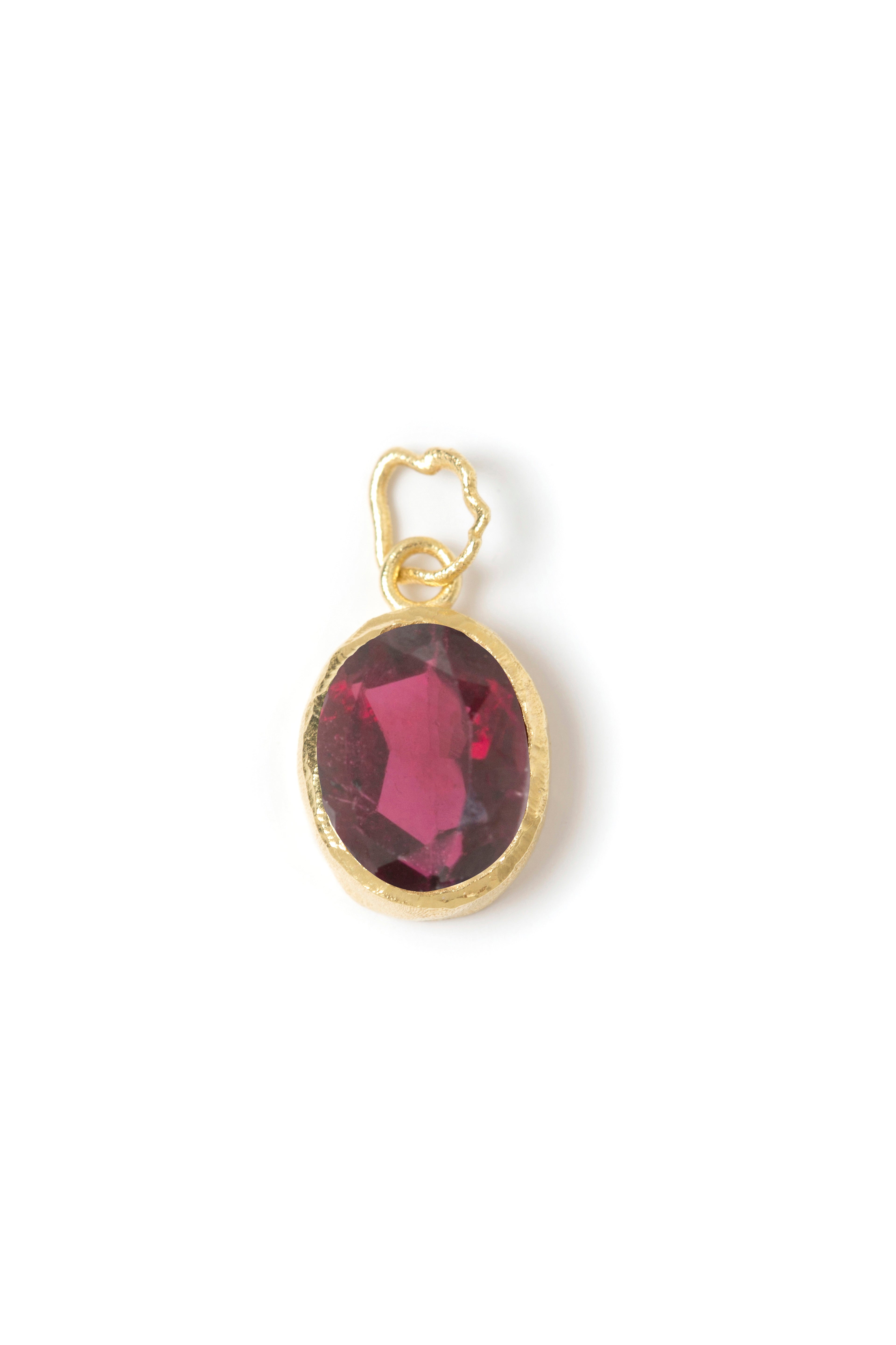 Düz montür doğal taş charm · Garnet · büyük — Monapetra altın