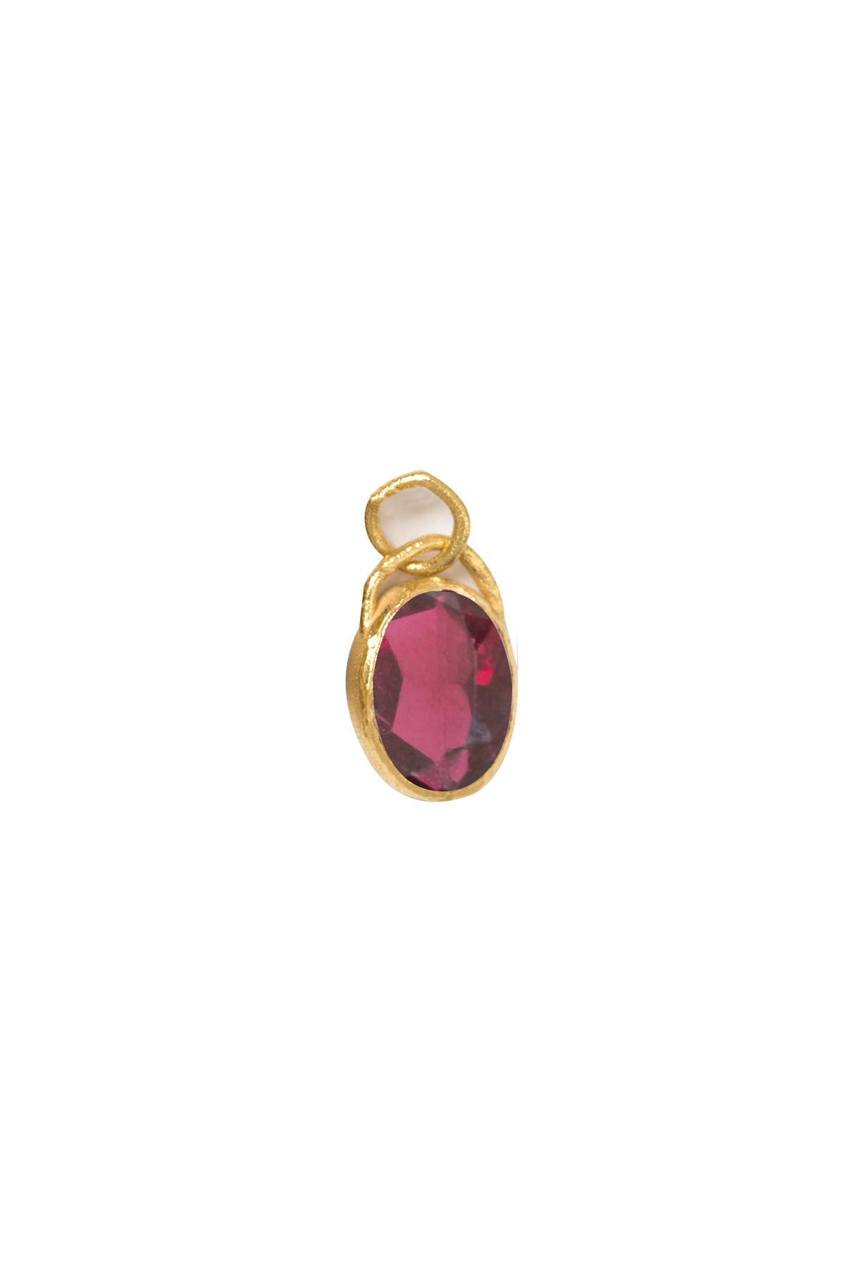Düz montür doğal taş charm · Garnet · küçük — Monapetra altın