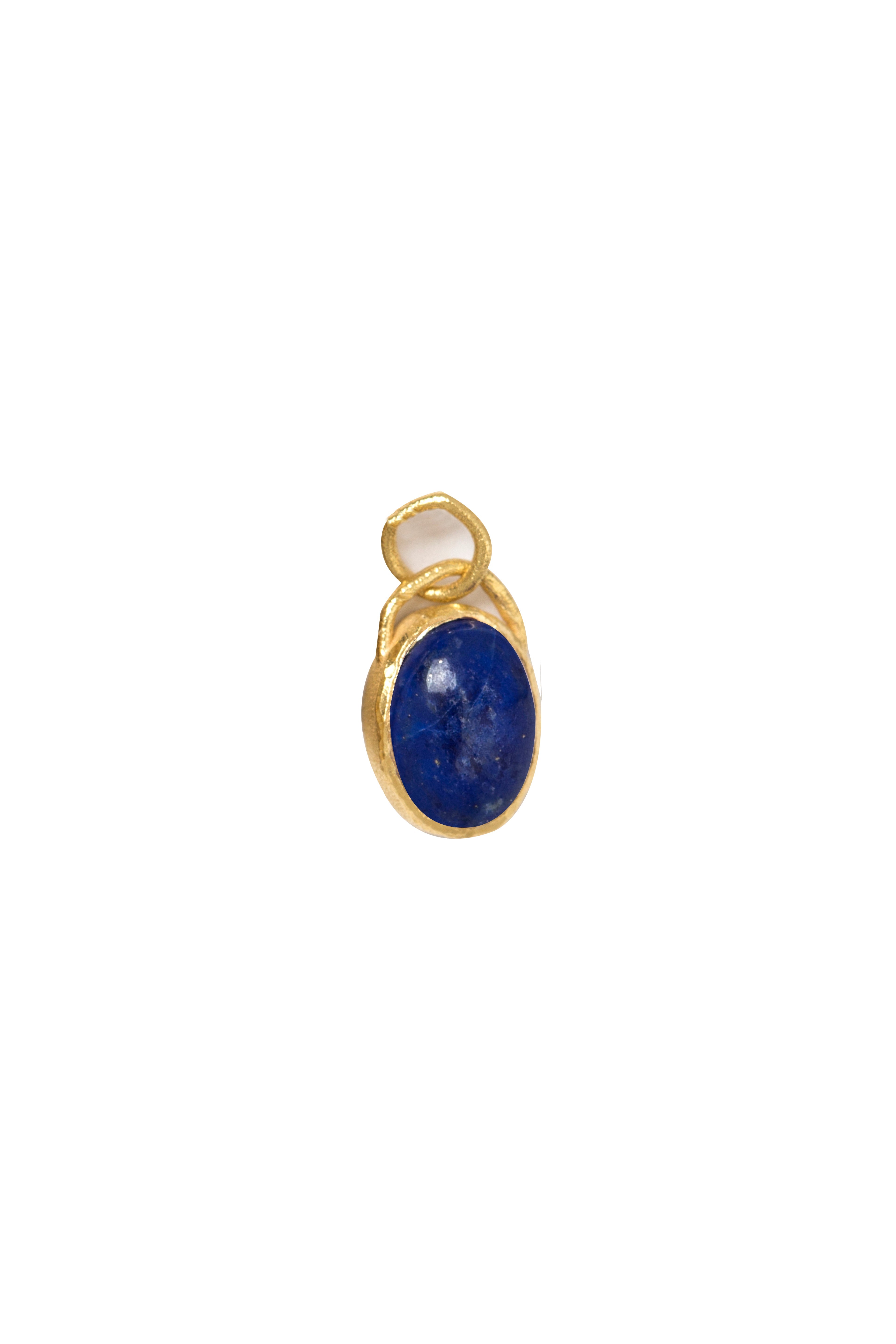 Düz montür doğal taş charm · Lapis · küçük — Monapetra altın