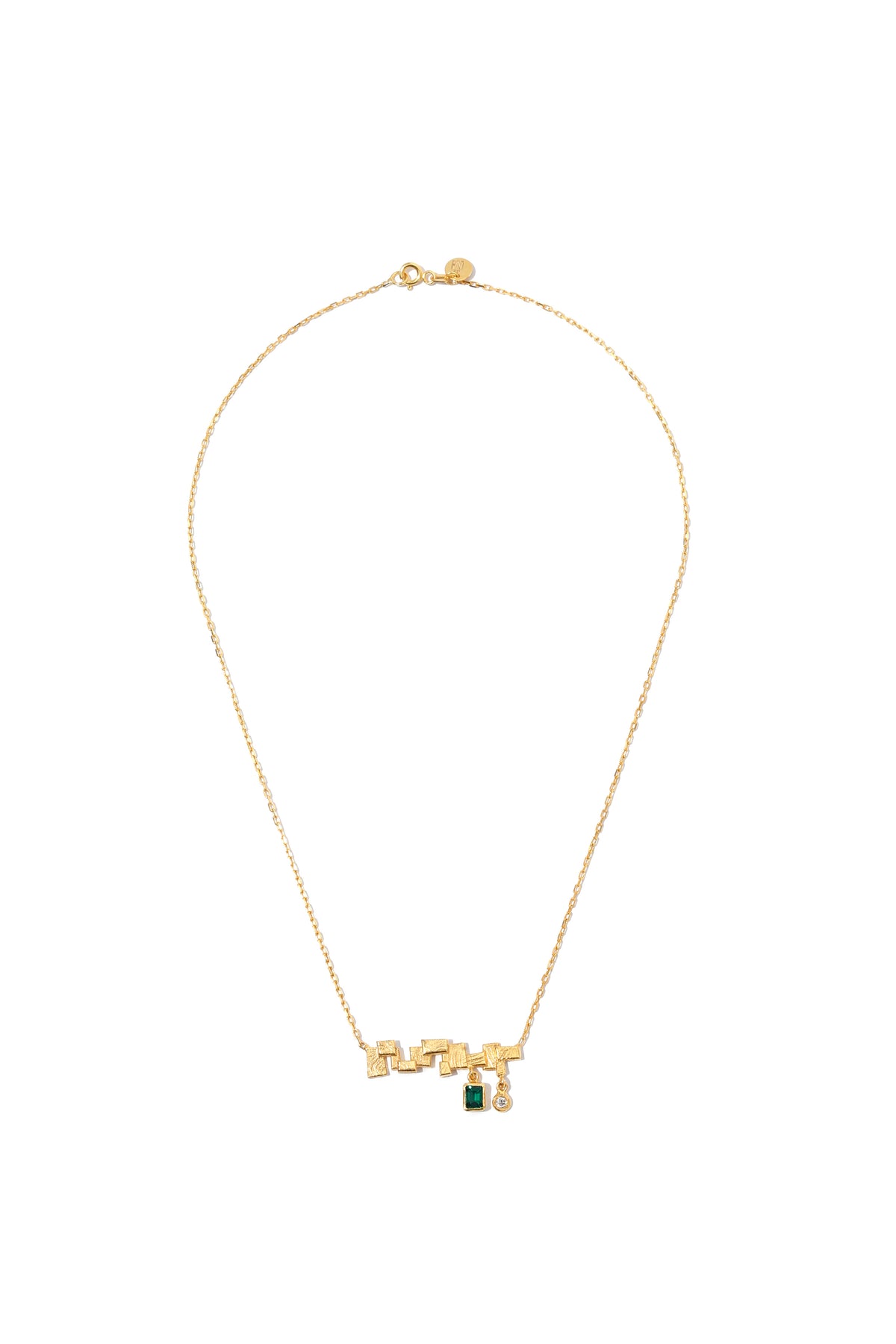Mozaik Zümrüt ve Pırlanta Taşlı Kolye